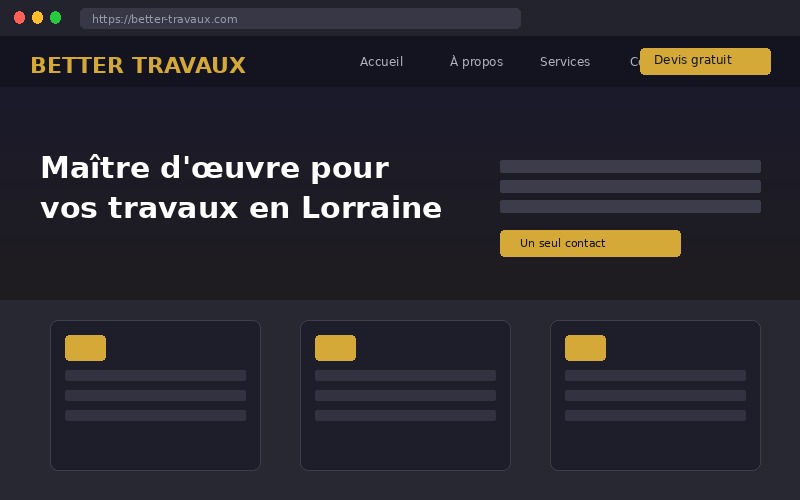 Site web Better Travaux — Maîtrise d'œuvre en Lorraine