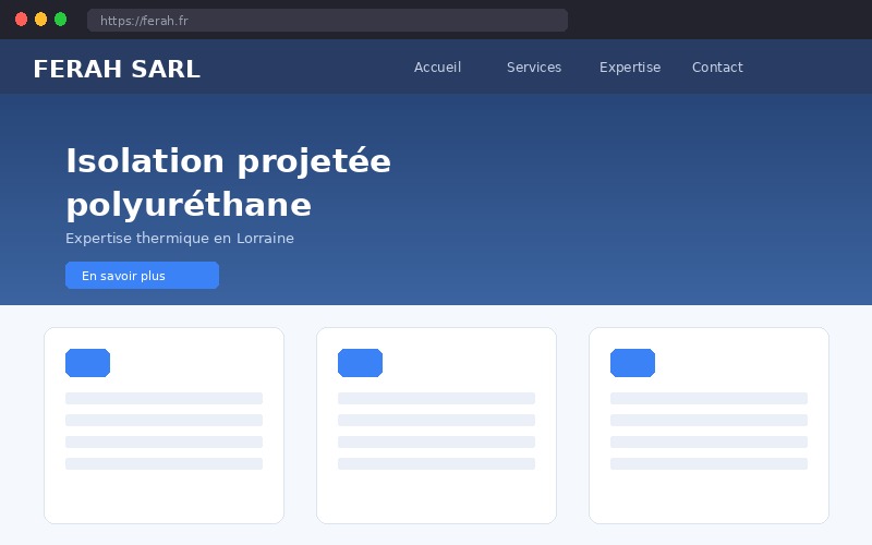 Site web Ferah SARL — Isolation projetée polyuréthane